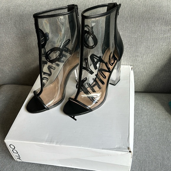 Aldo Gabbi clear, see-through open toe booties high heel boots - Picture 3 of 11